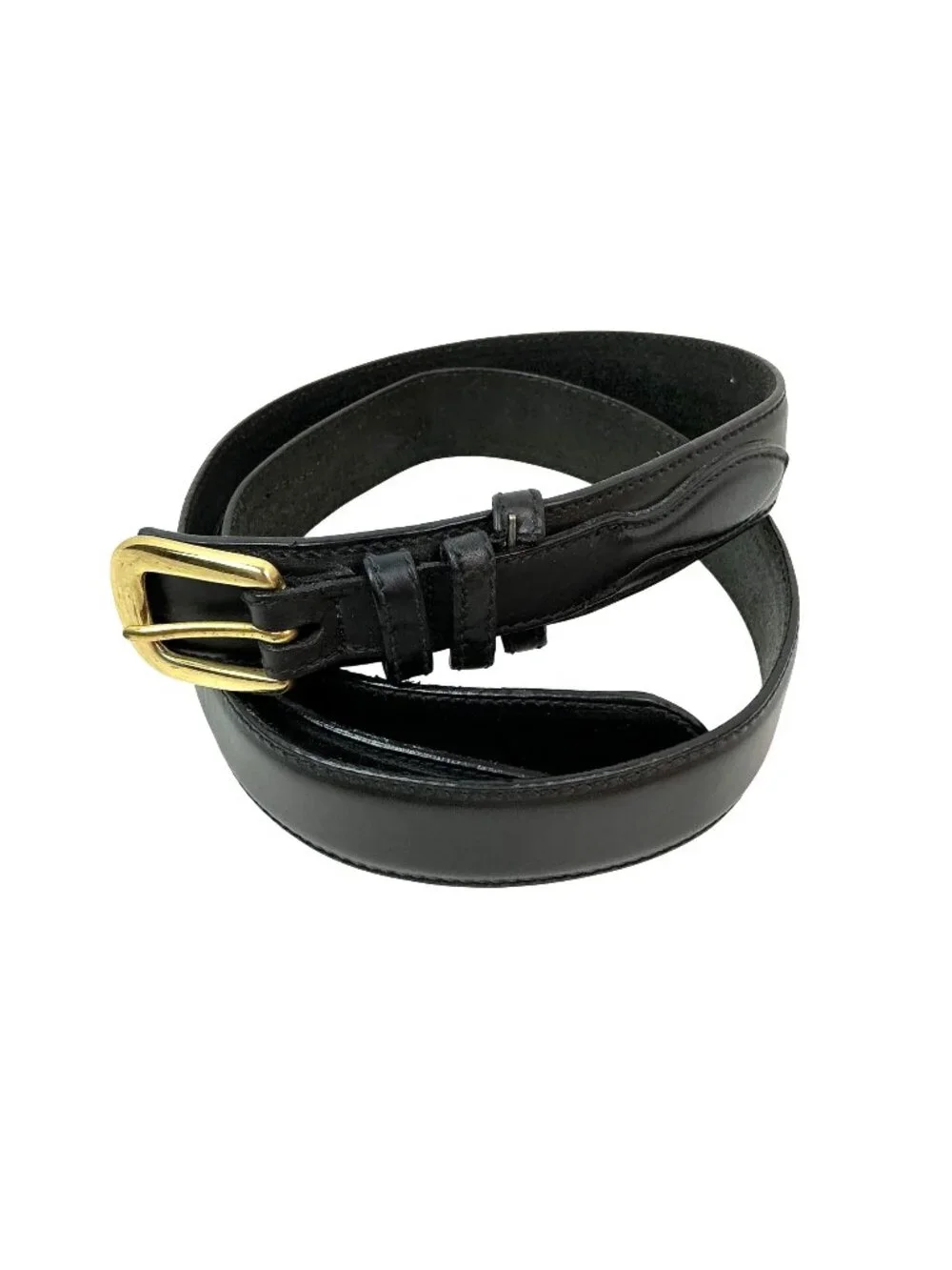 Lands End Western Leather 506 Belt Gold Buckle Mens 36 Black